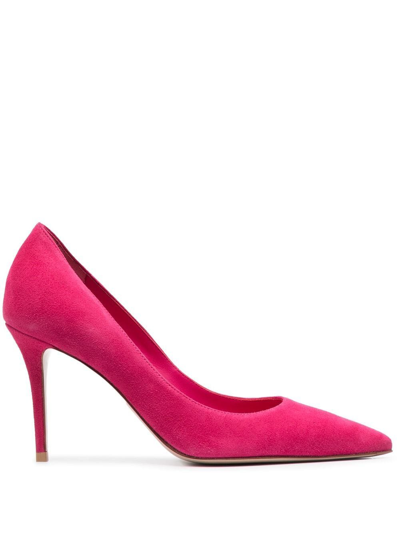 Le Silla 100mm Eva Calf Suede Pumps In Pink