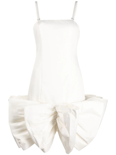 Rotate Birger Christensen Leiza Puffy Ruffled Mini Fit-and-flare Dress In Bright White