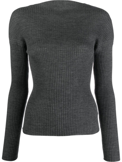 Mrz Ribbed-knit Long-sleeve Top In Grey