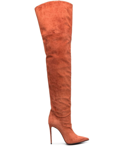 Le Silla Eva Suede Thigh-high Boots In Orange