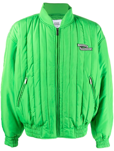 Opening Ceremony Quilted Bomber Jacket In Green