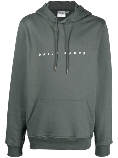 Daily Paper Logo-print Pullover Hoodie In Green