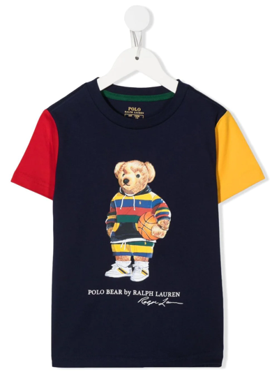 Ralph Lauren Kids' Polo Bear Motif T-shirt In Blue
