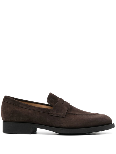 Tod's Suede Moccasin Loafers In Brown