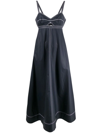 Tory Burch Contrast-stitch Detail Midi Dress In Blue