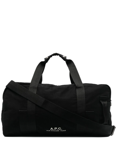 Apc Logo印花棉旅行包 In Black