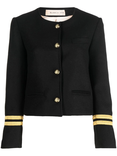 Blanca Vita Stripe-trim Military Jacket In Onice