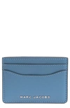 Marc Jacobs Pebbled Leather Card Case In Blue Heaven