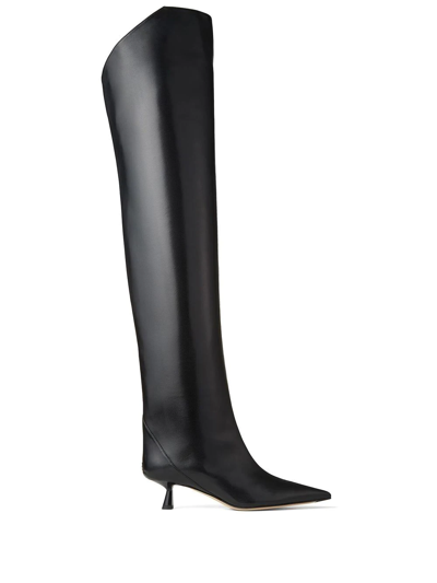 Jimmy Choo Leather Vari Over-the-knee Boots 45 In Black