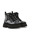 DOLCE & GABBANA LOGO-PRINT LACE-UP BOOTS