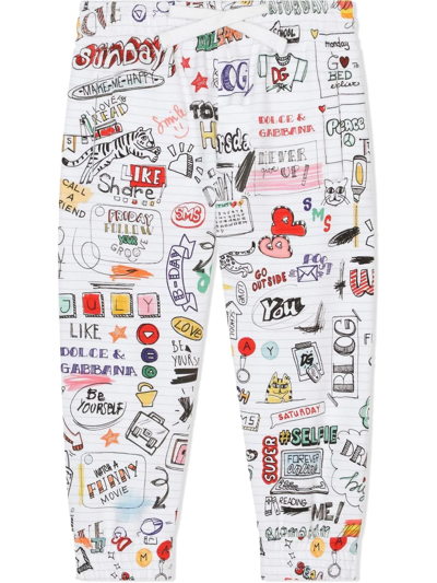 Dolce & Gabbana Kids' Smemo-print Jogging Pants In White
