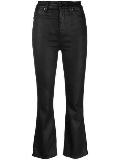 7 For All Mankind Flared Skinny-fit Trousers In Nero