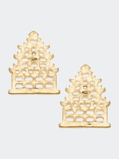 Canvas Style Cerise Pagoda Stud Earrings In Gold