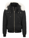 Moose Knuckles Bomber Ballistic - Down Jacket With Fur In Black/white
