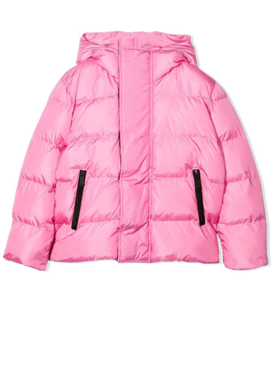 Dsquared2 Kids Pink Down Jacket With Contrast Logo On Back