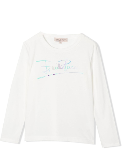 Emilio Pucci Kids' T-shirt With Logo In Ivory