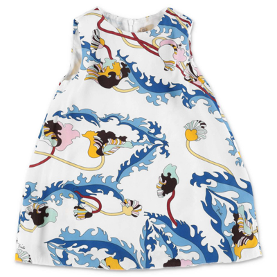 Emilio Pucci Junior Kids'  Floral Printed Crewneck Sleeveless Dress In Multi