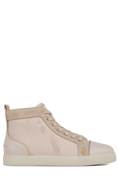Christian Louboutin Louis Orlato Camouflage-jacquard High-top Trainers In Beige