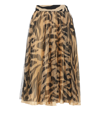 Off-white Zebra-print Flared Skirt In Beige