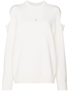 Givenchy Cold-shoulder Intarsia Wool And Cashmere-blend Sweater In White