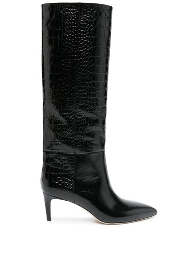 Paris Texas Croc-embossed Leather Boots In Carbone