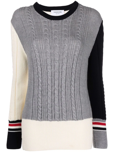 Thom Browne Jumper With Patchwork Design In Grey