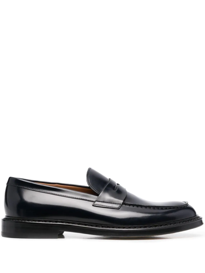 Doucal's Leather Penny Loafers In Black