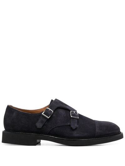 Doucal's Double-buckle Suede Shoes In Blu