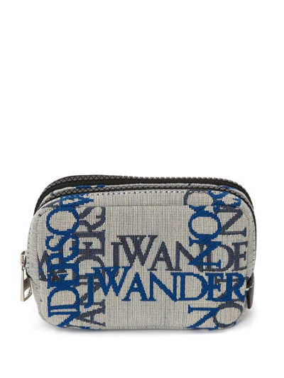 Jw Anderson Logo Jacquard Zip Pouch In Grey