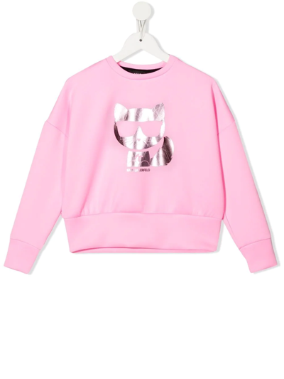 Karl Lagerfeld Kids' Choupette Logo印花卫衣 In Pink