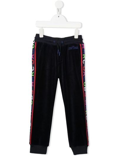 The Marc Jacobs Kids' Logo-tape Velour Track Trousers In Blu