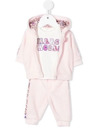 The Marc Jacobs Babies' Logo-print Three-piece Tracksuit Set In Pink