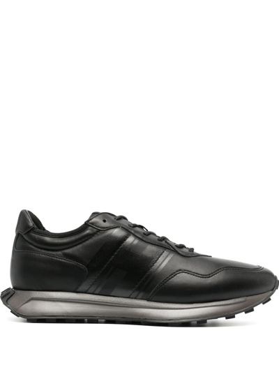 Hogan Polished-finish Lace-up Sneakers In Black