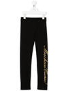 MOSCHINO EMBROIDERED-LOGO DETAIL LEGGINGS