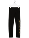 Moschino Embroidered-logo Detail Leggings In Black