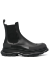 Alexander Mcqueen Tread Slick Leather Chelsea Boots In Black