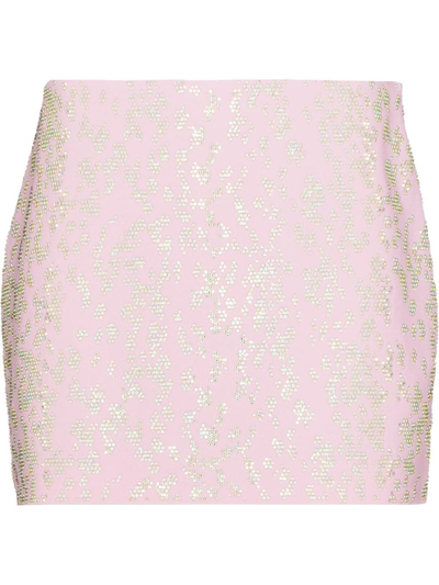 Blumarine Pink Crystal Embellished Mini Skirt