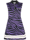 Palm Angels Sleeveless Zebra-print Track Minidress In Purple
