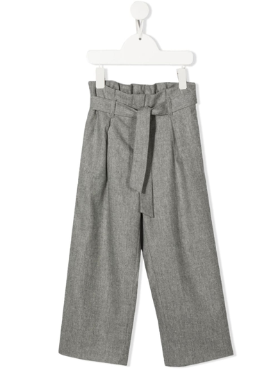 Bonpoint Kids' Natalia Belted Straight Trousers In Grey