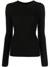 Anine Bing Long-sleeve Rib-knit Top In Black