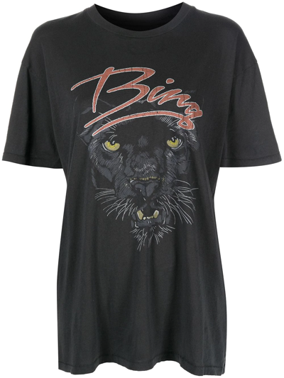 Anine Bing Walker Panther Graphic-print Organic-cotton T-shirt In