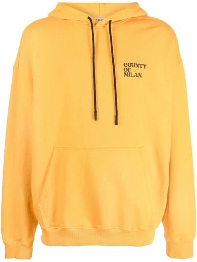 Marcelo Burlon County Of Milan Logo-print Pullover Hoodie In Yellow