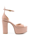 Valentino Garavani 120mm Tan-go Patent Leather Sandals In Rose Cannelle