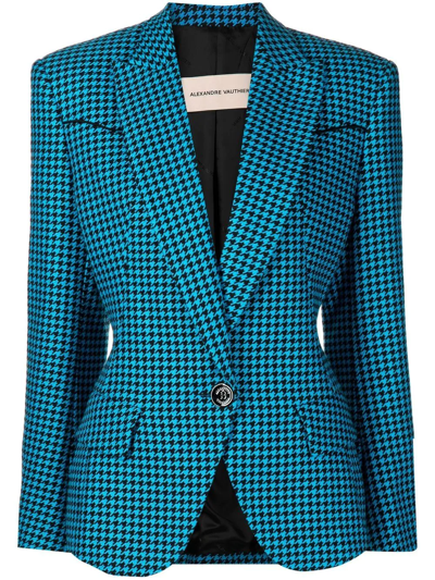 Alexandre Vauthier Houndstooth Single-breasted Blazer In Green