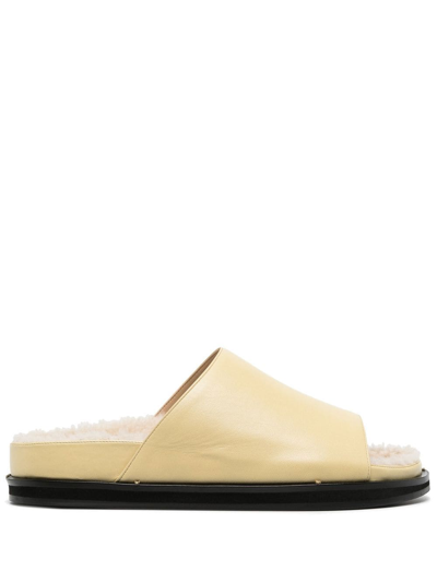 Wandler Vera Shearling-lining Leather Sandals In 1435 - Candle