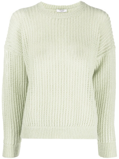 Peserico Pointelle-knit Jumper In Green
