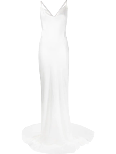 Norma Kamali Criss-cross Bias-cut Gown In White