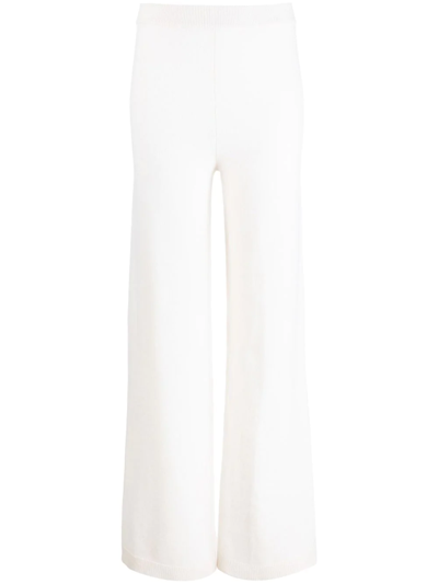 Blumarine Flared Knitted Trousers In Butter