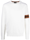 Zegna Stripe-detail Crew-neck Sweater In White