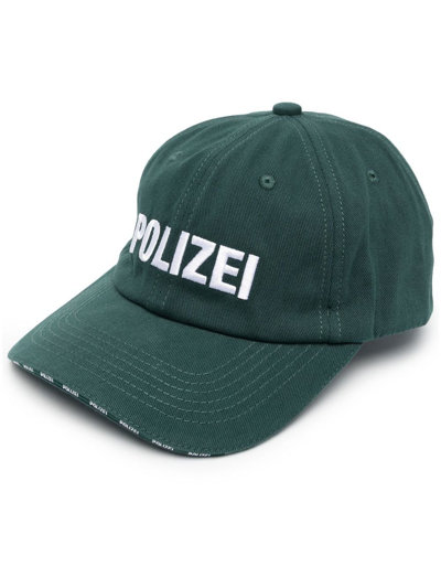 Vetements Polizei印花棉质帆布棒球帽 In Green